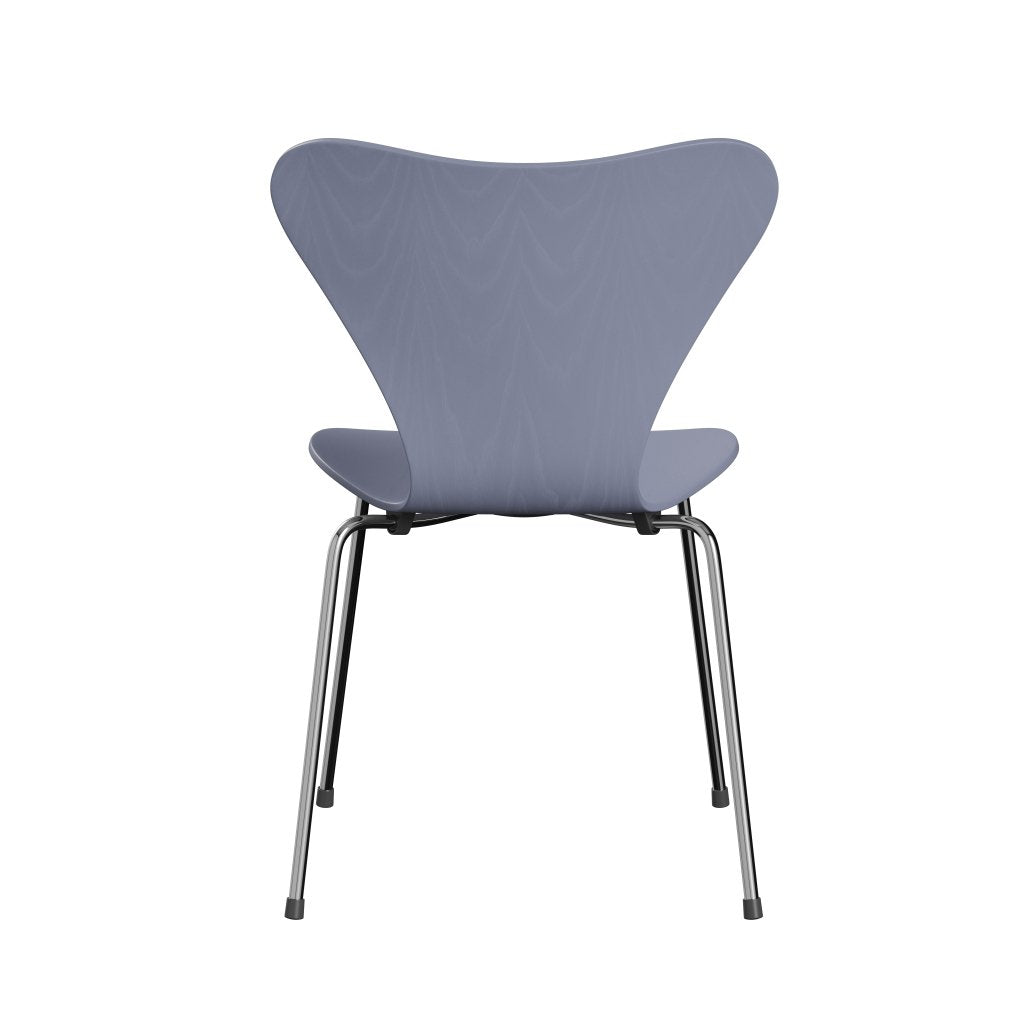 Fritz Hansen 3107 Chair Unupholstered, Chrome/Dyed Ash Lavender Blue