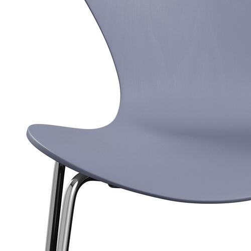 Fritz Hansen 3107 Chair Unupholstered, Chrome/Dyed Ash Lavender Blue