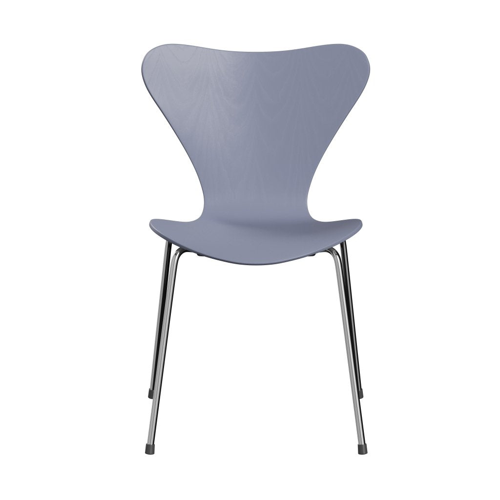 Fritz Hansen 3107 Chair Unupholstered, Chrome/Dyed Ash Lavender Blue