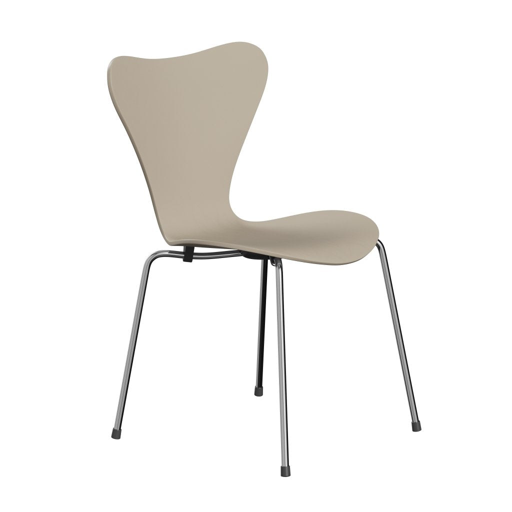 Fritz Hansen 3107 Chair Unupholstered, Chrome/Dyed Ash Light Beige