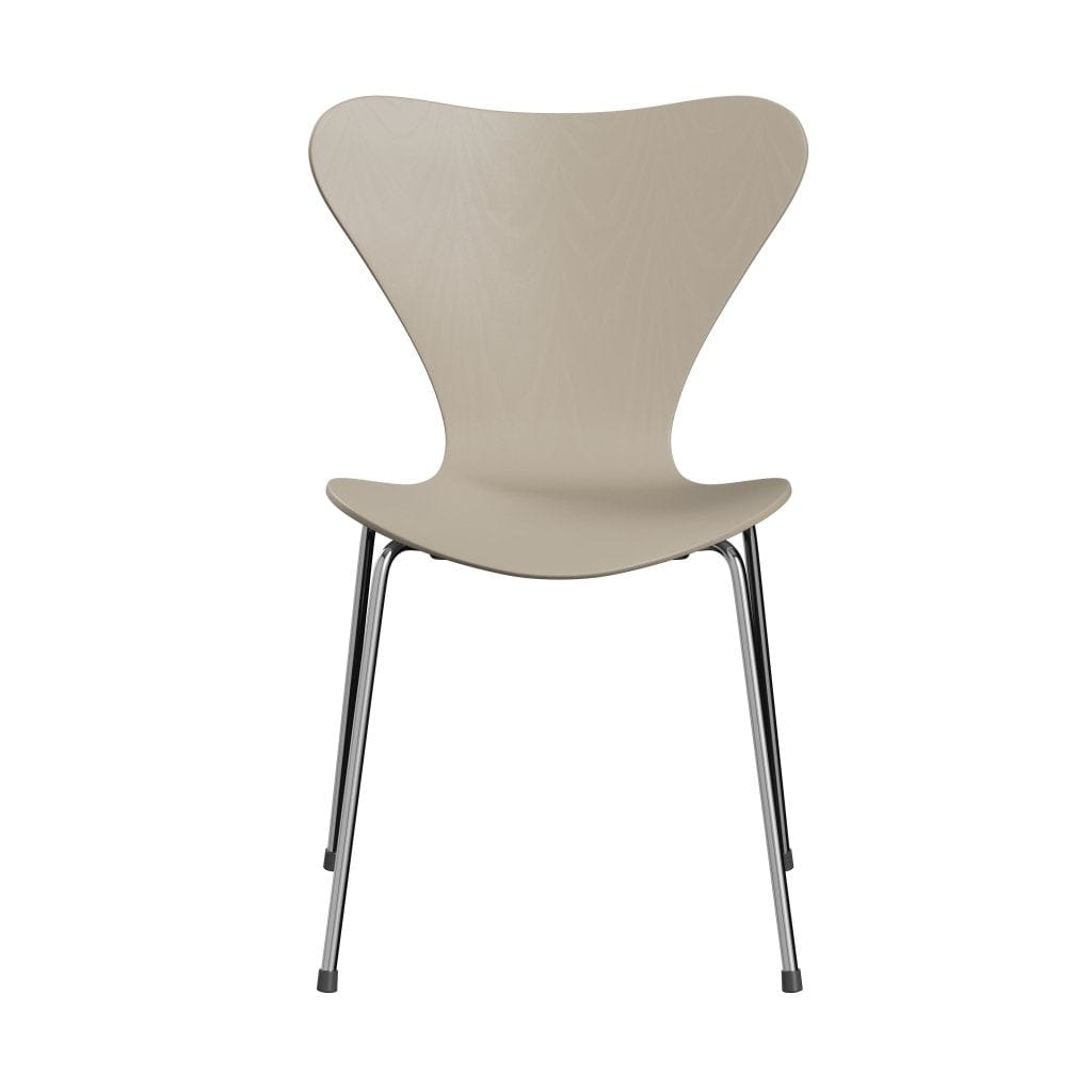 Fritz Hansen 3107 Chair Unupholstered, Chrome/Dyed Ash Light Beige