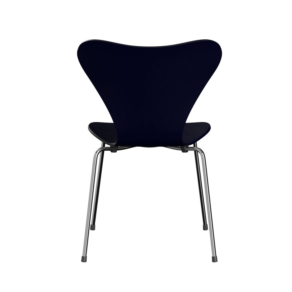 Fritz Hansen 3107 Chair Unupholstered, Chrome/Dyed Ash Midnight Blue