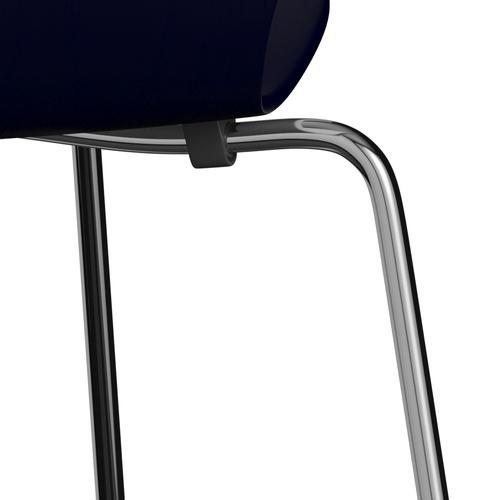 Fritz Hansen 3107 Chair Unupholstered, Chrome/Dyed Ash Midnight Blue