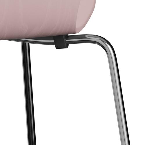 Fritz Hansen 3107 Chair Unupholstered, Chrome/Coloured Ash Pale Rose