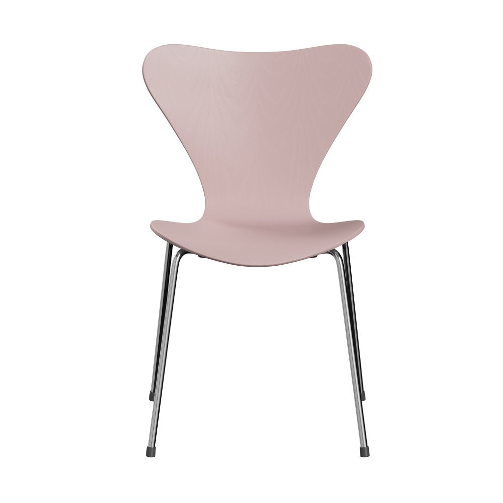 Fritz Hansen 3107 Chair Unupholstered, Chrome/Coloured Ash Pale Rose