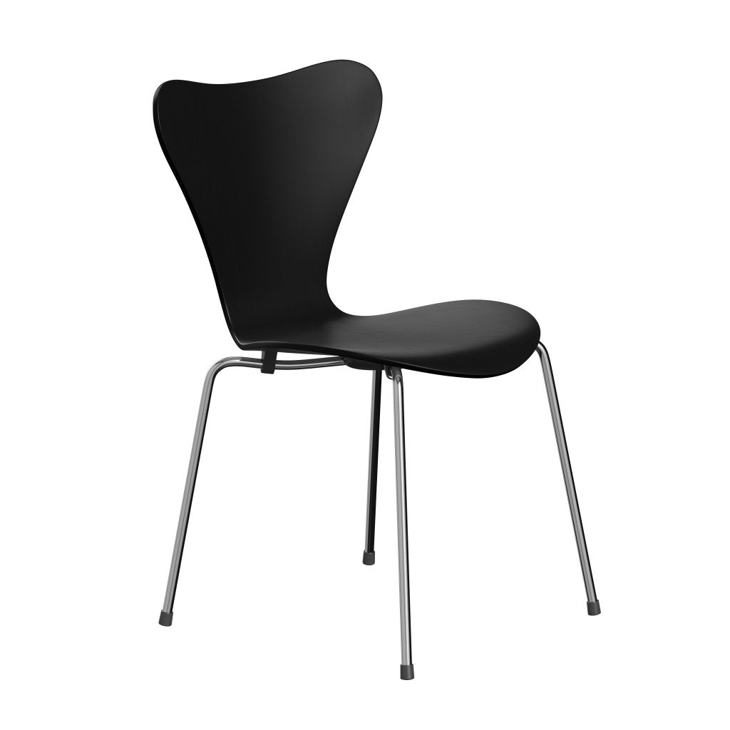 Fritz Hansen 3107 Chair Unupholstered, Chrome/Dyed Ash Black