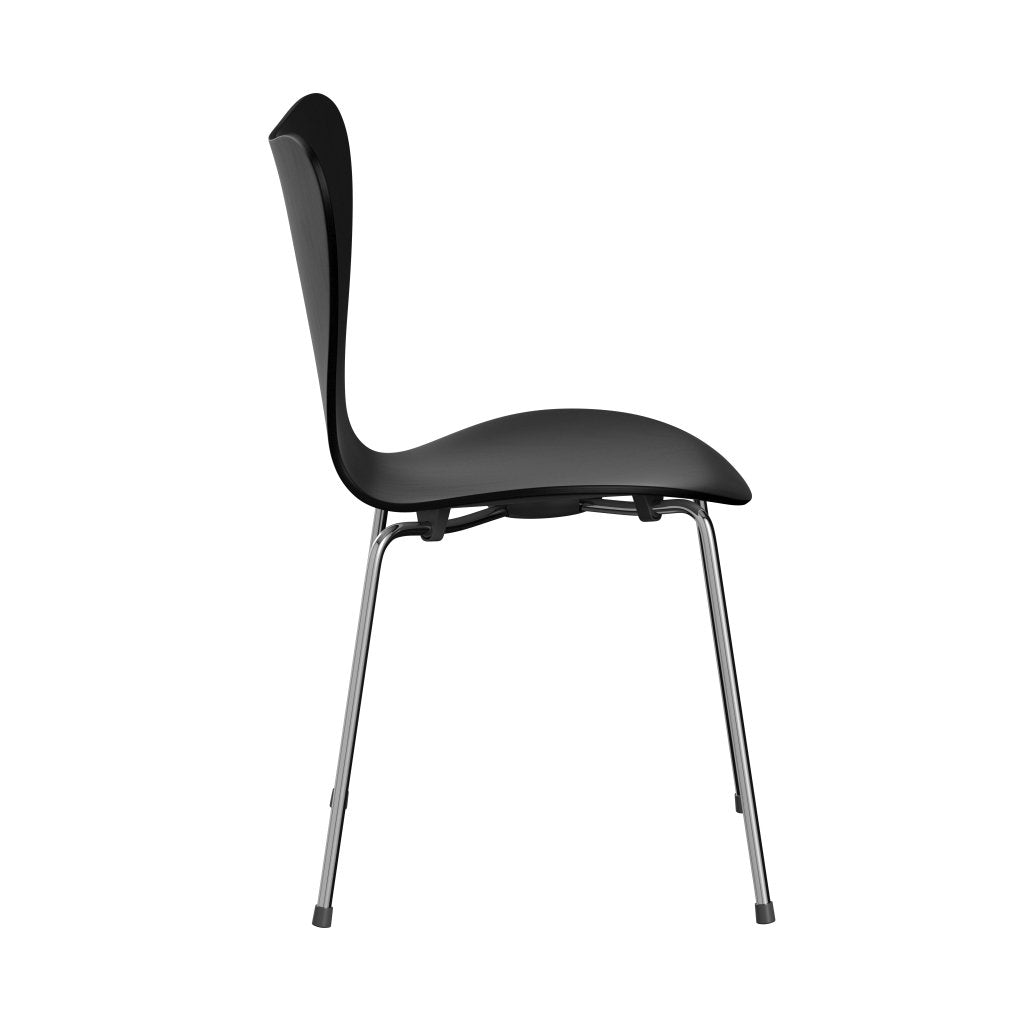 Fritz Hansen 3107 Chair Unupholstered, Chrome/Dyed Ash Black