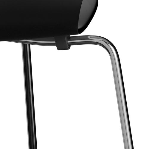 Fritz Hansen 3107 Chair Unupholstered, Chrome/Dyed Ash Black