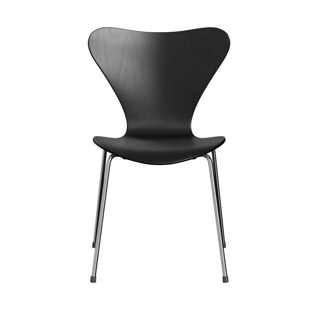 Fritz Hansen 3107 Chair Unupholstered, Chrome/Dyed Ash Black