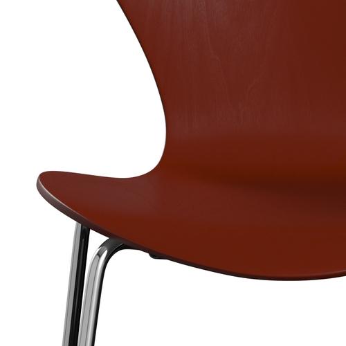 Fritz Hansen 3107 Chair Unupholstered, Chrome/Dyed Ash Venetian Red