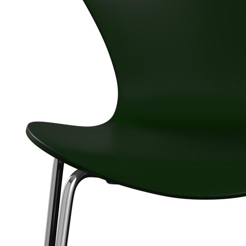 Fritz Hansen 3107 Chair Unupholstered, Chrome/Lacquered Evergreen