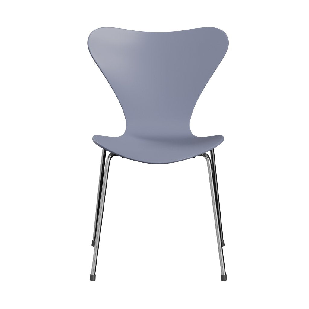 Fritz Hansen 3107 Chair Unupholstered, Chrome/Lacquered Lavender Blue