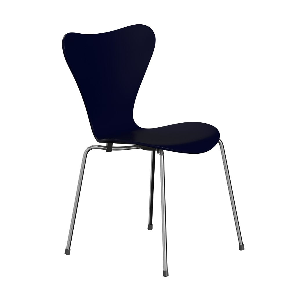 Fritz Hansen 3107 Chair Unupholstered, Chrome/Lacquered Midnight Blue