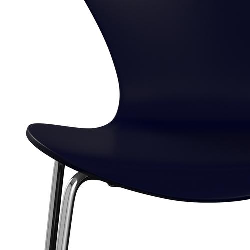 Fritz Hansen 3107 Chair Unupholstered, Chrome/Lacquered Midnight Blue