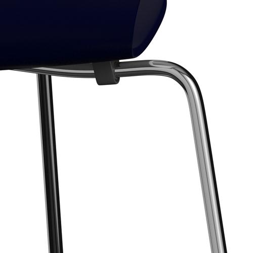 Fritz Hansen 3107 Chair Unupholstered, Chrome/Lacquered Midnight Blue