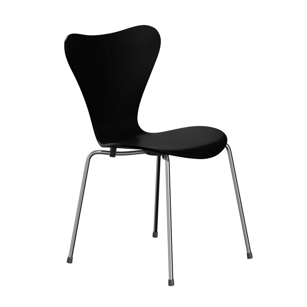 Fritz Hansen 3107 Chair Unupholstered, Chrome/Lacquered Black