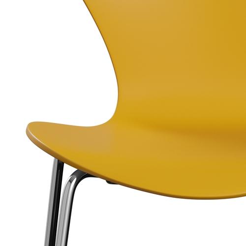 Fritz Hansen 3107 Chair Unupholstered, Chrome/Lacquered True Yellow