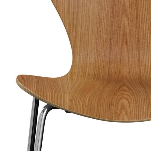 Fritz Hansen 3107 Chair Unupholstered, Chrome/Elm Veneer Natural