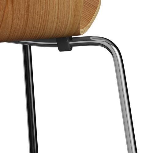 Fritz Hansen 3107 Chair Unupholstered, Chrome/Elm Veneer Natural