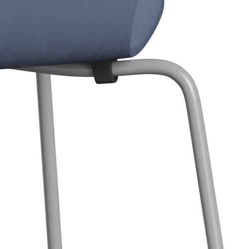 Fritz Hansen 3107 Chair Unupholstered, Nine Grey/Coloured Ash Dusk Blue