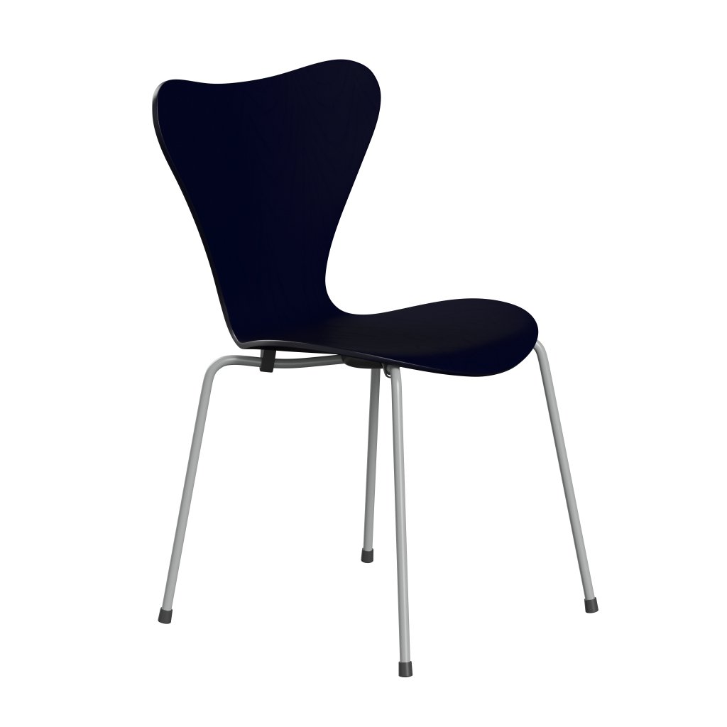 Fritz Hansen 3107 Chair Unupholstered, Nine Grey/Coloured Ash Midnight Blue