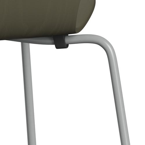 Fritz Hansen 3107 Chair Unupholstered, Nine Grey/Coloured Ash Olive Green