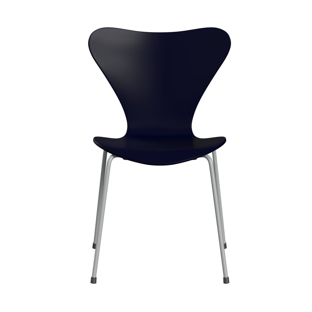 Fritz Hansen 3107 Chair Unupholstered, Nine Grey/Lacquered Midnight Blue