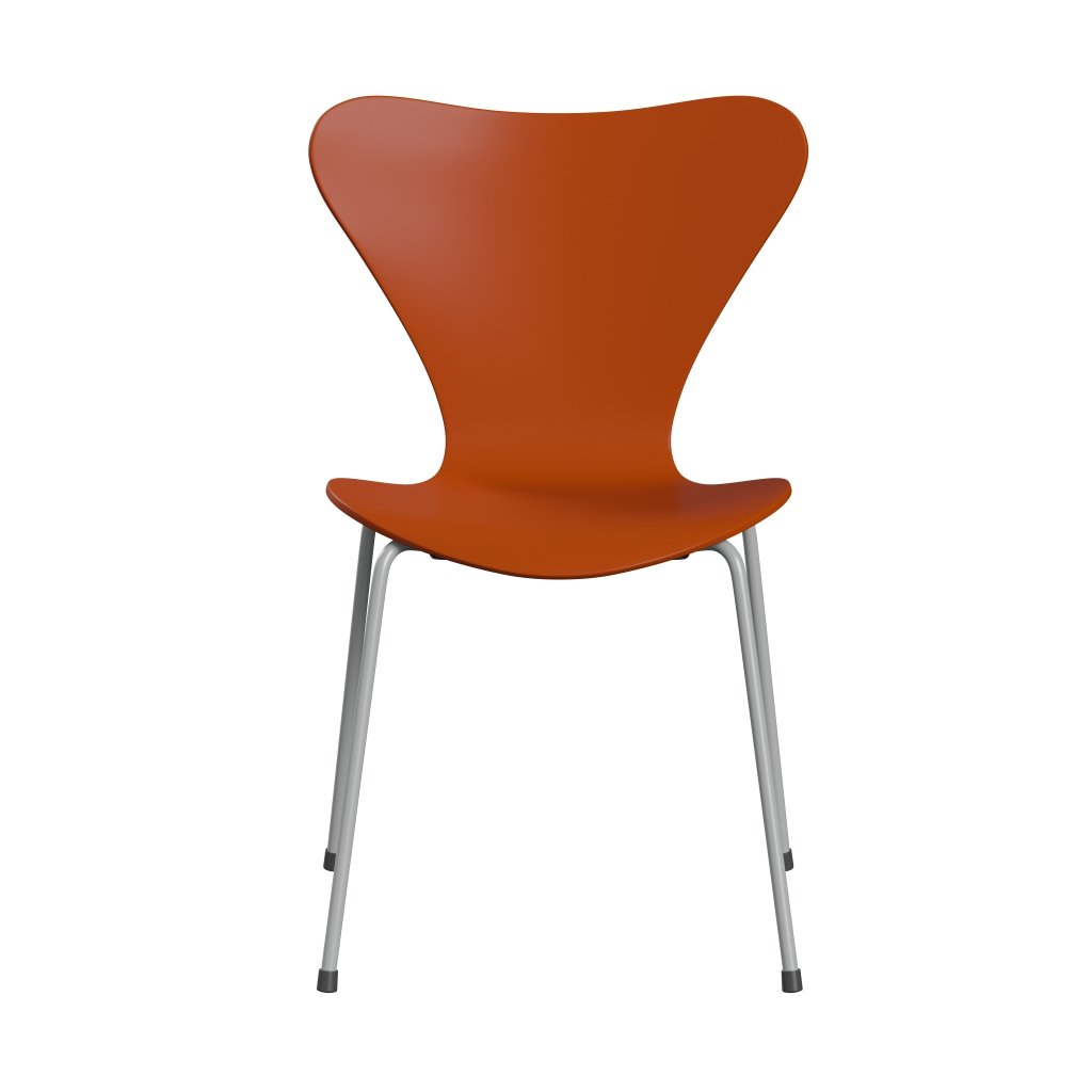 Fritz Hansen 3107 Chair Unupholstered, Nine Grey/Lacquered Paradise Orange