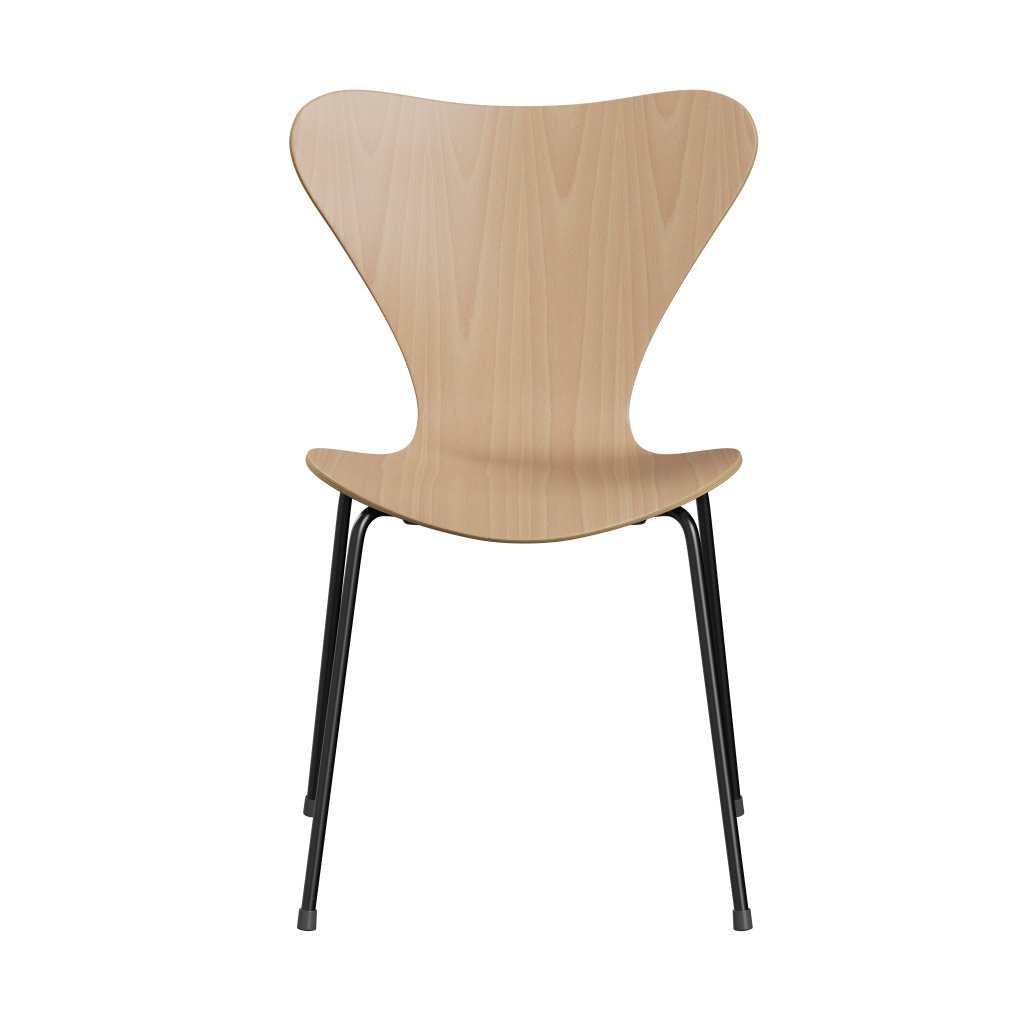 Fritz Hansen 3107 Chair Unupholstered, Black/Beech Veneer Natural