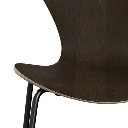 Fritz Hansen 3107 Chair Unupholstered, Black/Dark Stained Oak Veneer Natural