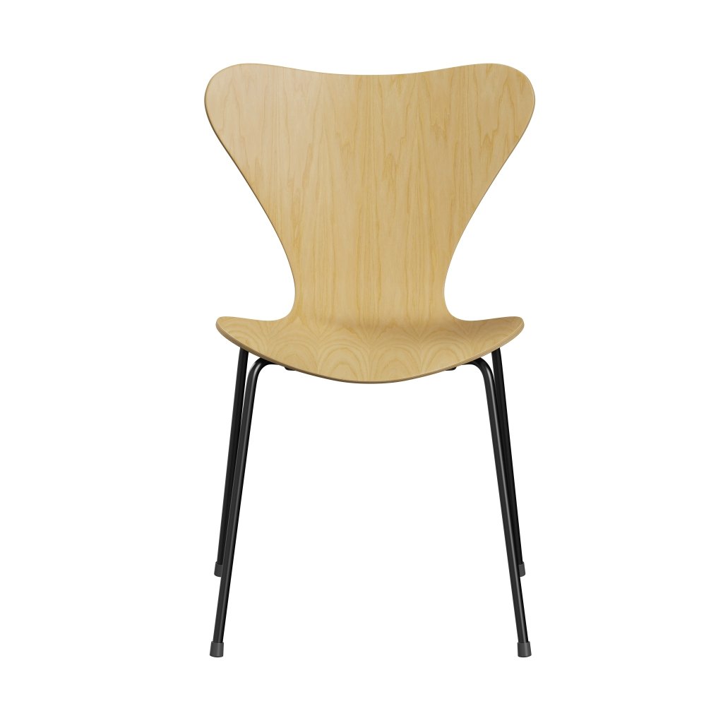 Fritz Hansen 3107 Chair Unupholstered, Black/Ash Veneer Natural