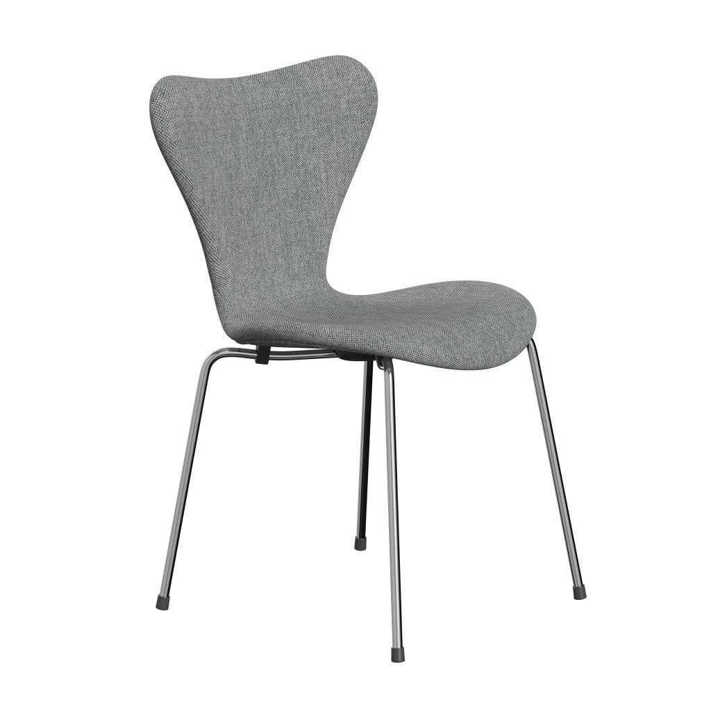 Fritz Hansen 3107 Chair Full Upholstery, Chrome/Hallingdal White Grey