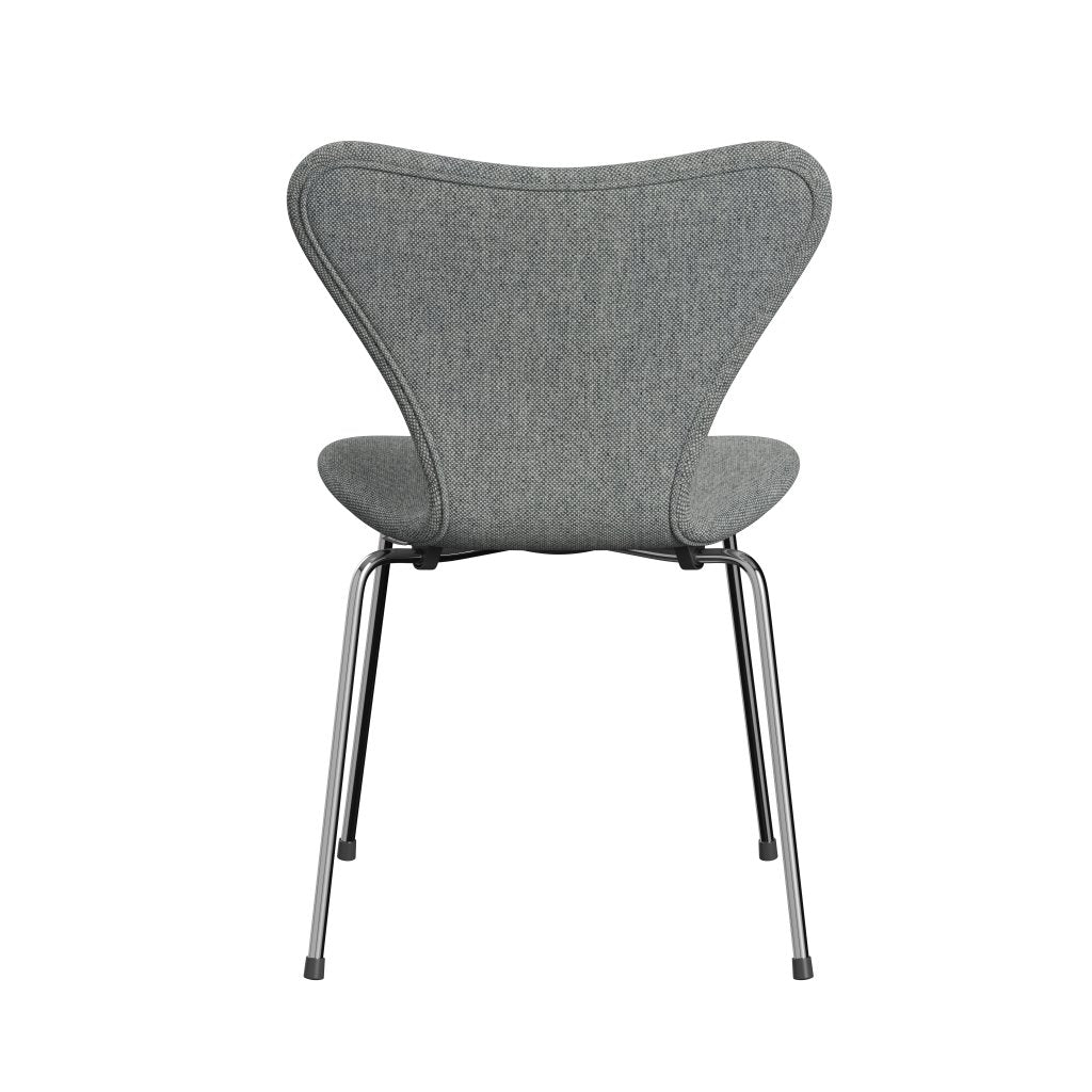 Fritz Hansen 3107 Chair Full Upholstery, Chrome/Hallingdal White Grey