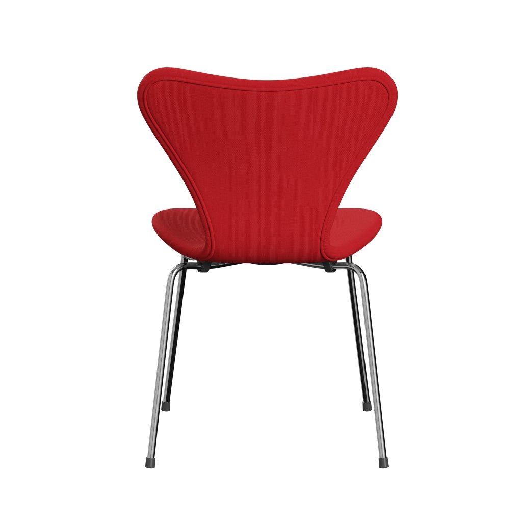 Fritz Hansen 3107 Chair Full Upholstery, Chrome/Steelcut Neon Red