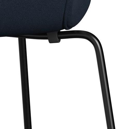 Fritz Hansen 3107 Chair Full Upholstery, Black/Fame Blue Anthracite