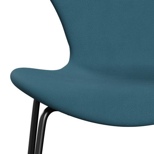 Fritz Hansen 3107 Chair Full Upholstery, Black/Fame Blue Green