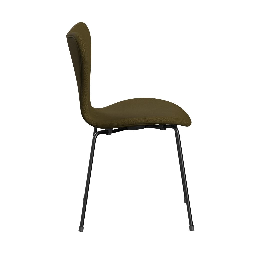 Fritz Hansen 3107 Chair Full Upholstery, Black/Steelcut Army Green