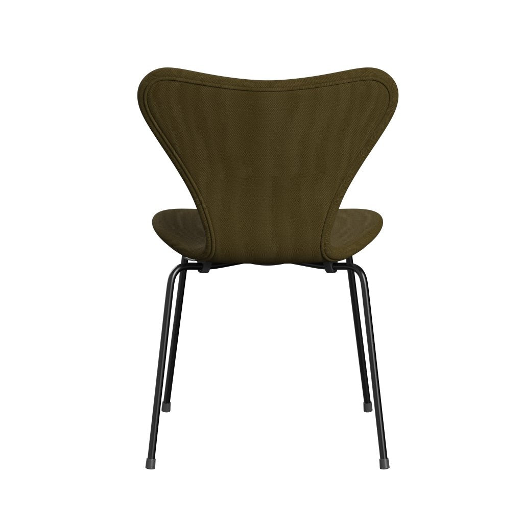 Fritz Hansen 3107 Chair Full Upholstery, Black/Steelcut Army Green