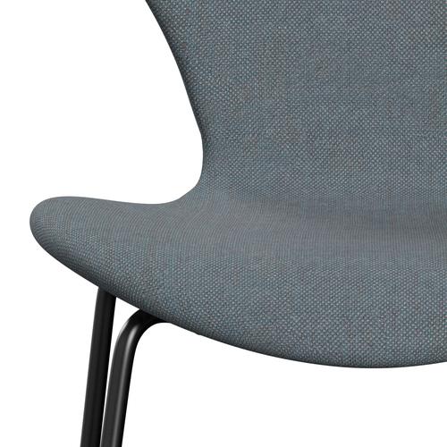 Fritz Hansen 3107 Chair Full Upholstery, Black/Sunniva 2 Soft Blue