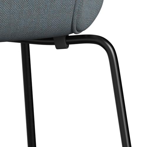 Fritz Hansen 3107 Chair Full Upholstery, Black/Sunniva 2 Soft Blue