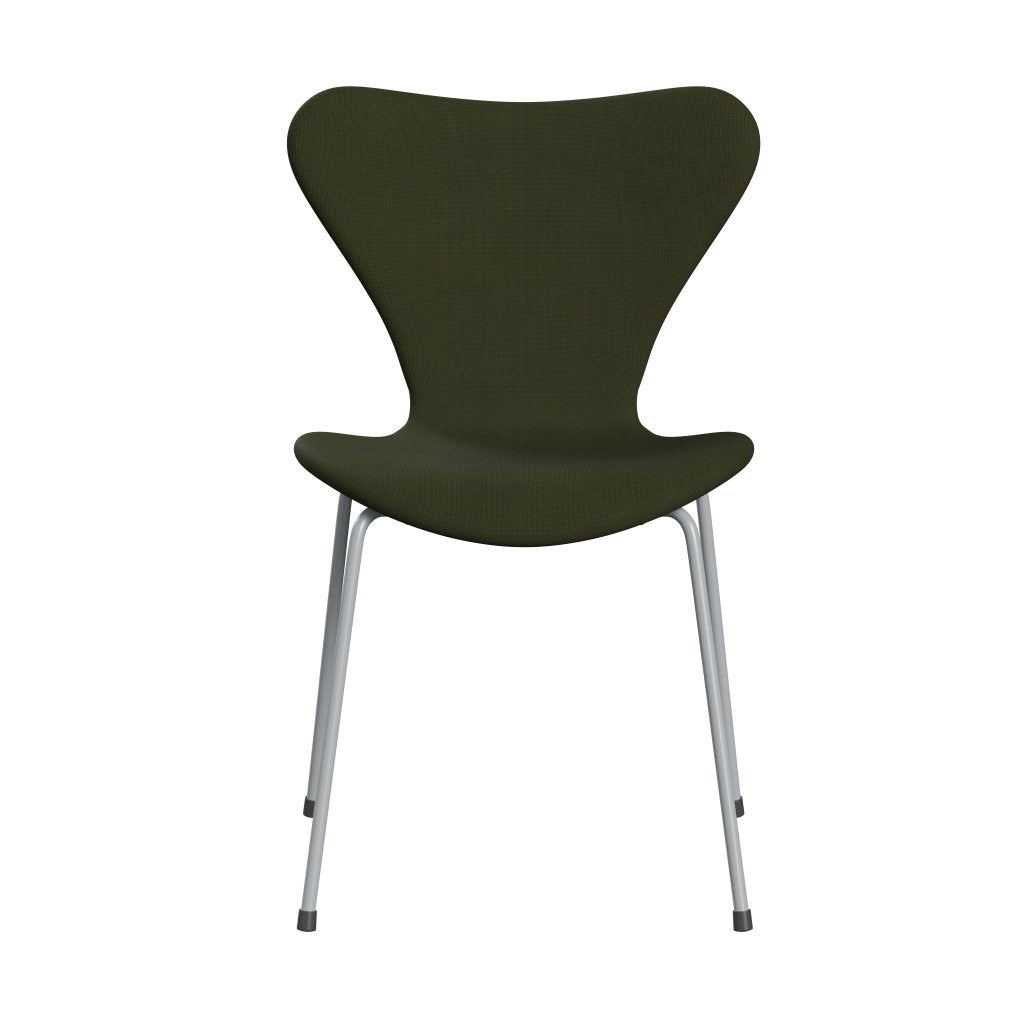 Fritz Hansen 3107 Chair Full Upholstery, Silver Grey/Fame Dark Brown Green