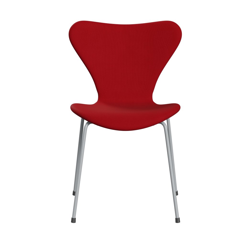 Fritz Hansen 3107 Chair Full Upholstery, Silver Grey/Fame Red (F64089)