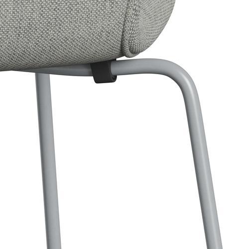 Fritz Hansen 3107 Chair Full Upholstery, Silver Grey/Hallingdal White/Grey