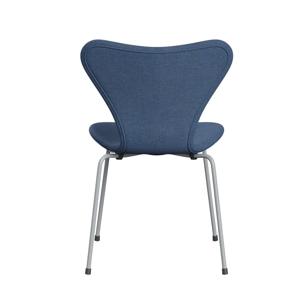 Fritz Hansen 3107 Chair Full Upholstery, Silver Grey/Re Wool Blue/Natural