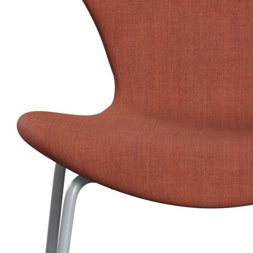 Fritz Hansen 3107 Chair Full Upholstery, Silver Grey/Remix Rust Red