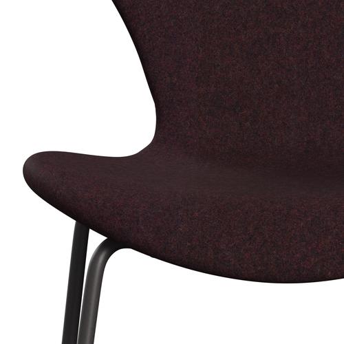 Fritz Hansen 3107 Chair Full Upholstery, Warm Graphite/Divina Md Wine Red