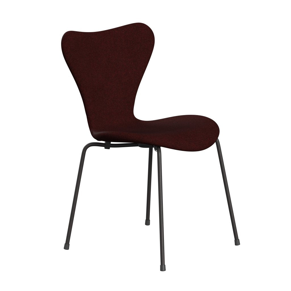 Fritz Hansen 3107 Chair Full Upholstery, Warm Graphite/Divina Melange Burgundy