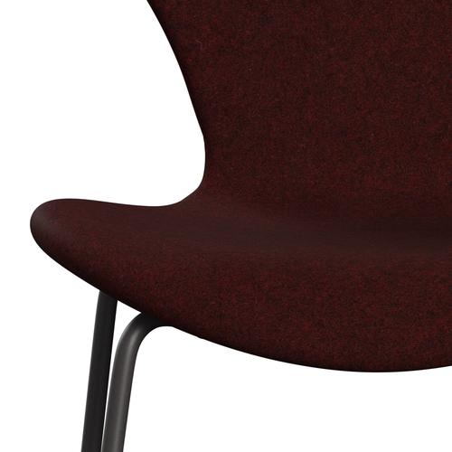 Fritz Hansen 3107 Chair Full Upholstery, Warm Graphite/Divina Melange Burgundy