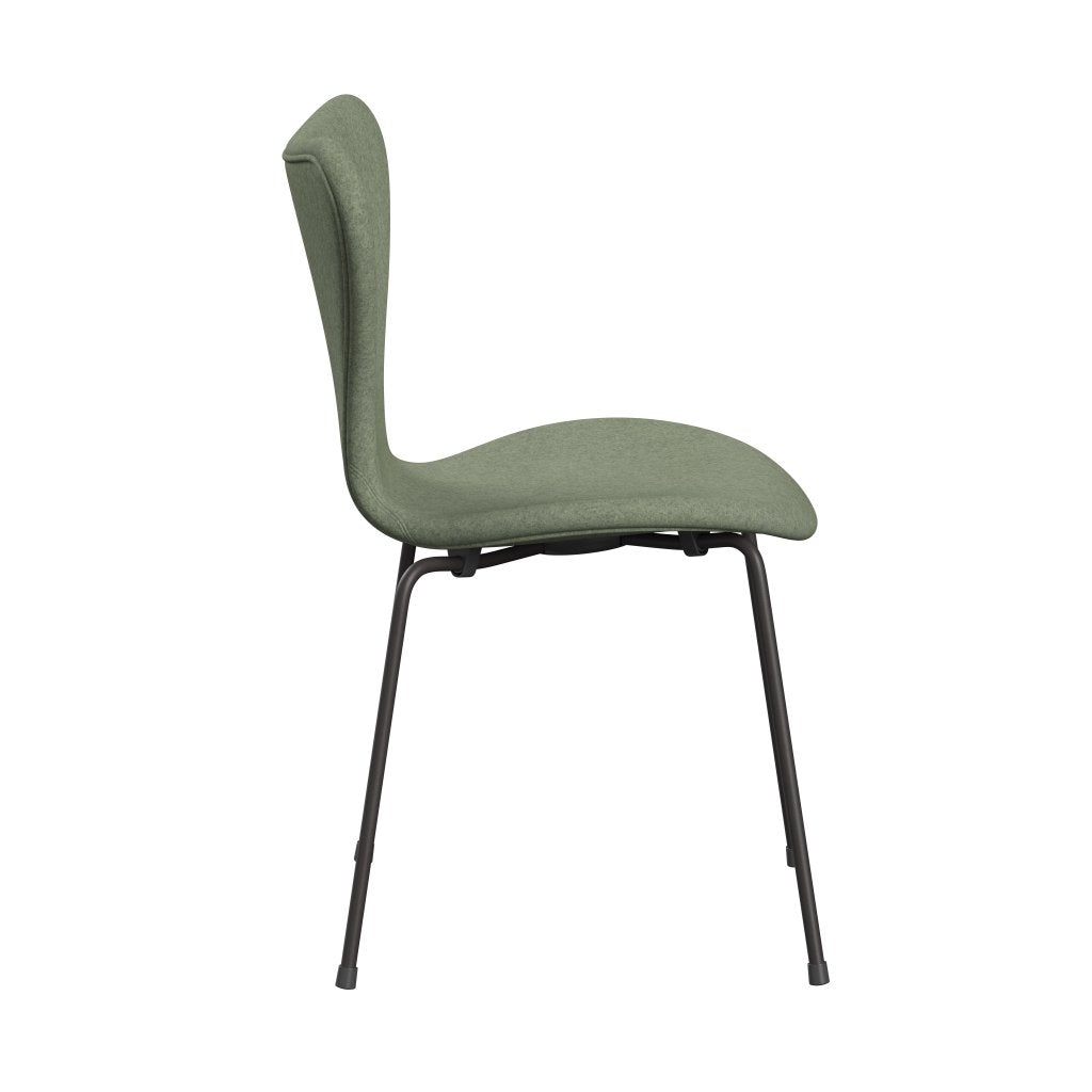 Fritz Hansen 3107 Chair Full Upholstery, Warm Graphite/Divina Melange Light Green