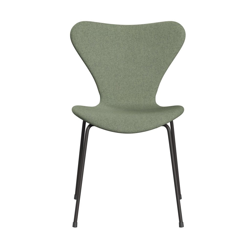 Fritz Hansen 3107 Chair Full Upholstery, Warm Graphite/Divina Melange Light Green